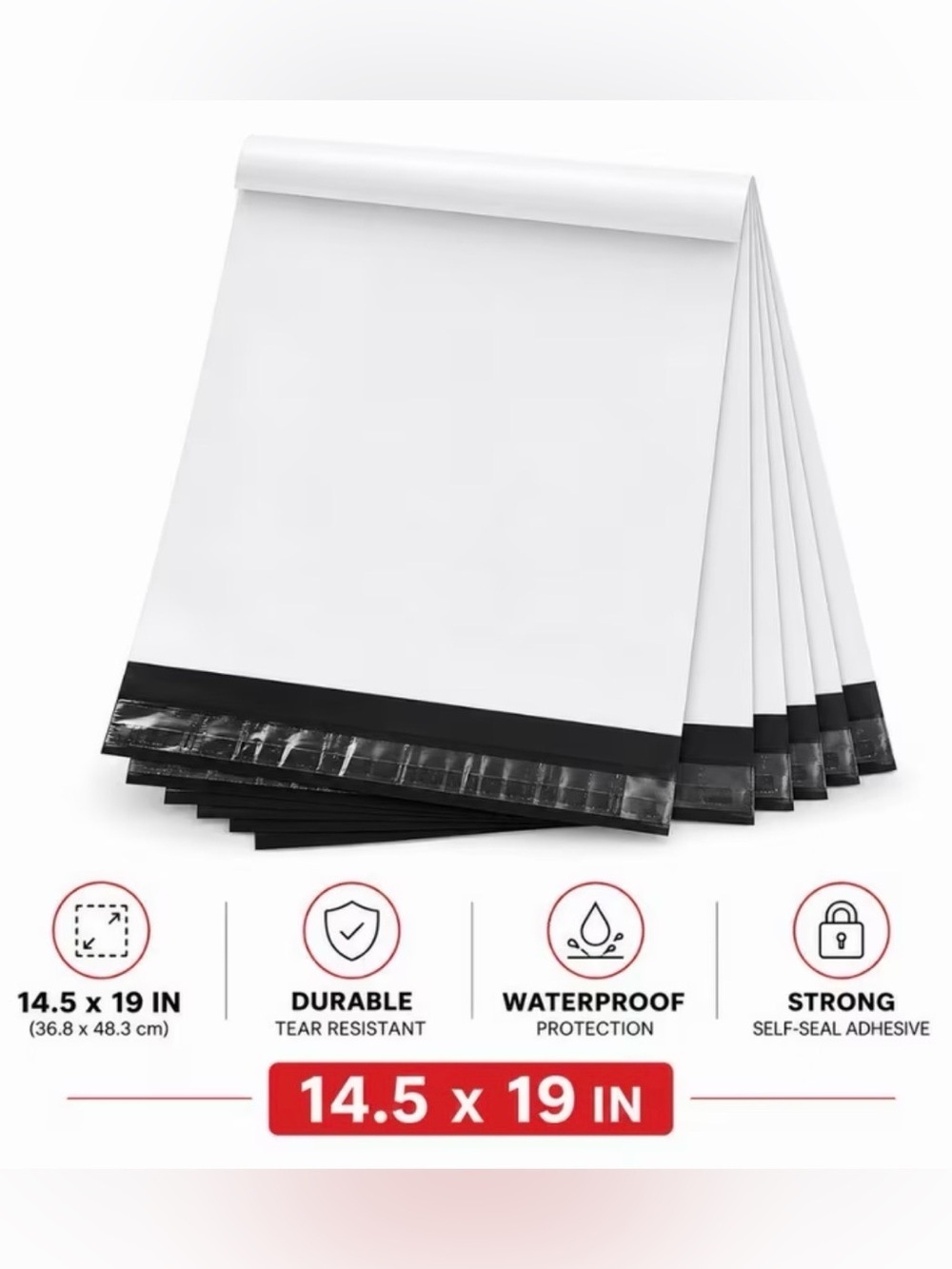 25 X-Large 14.5”x19” Poly Mailers ~ White